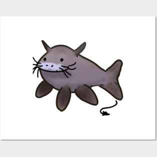 Cute Catfish Drawing Posters and Art